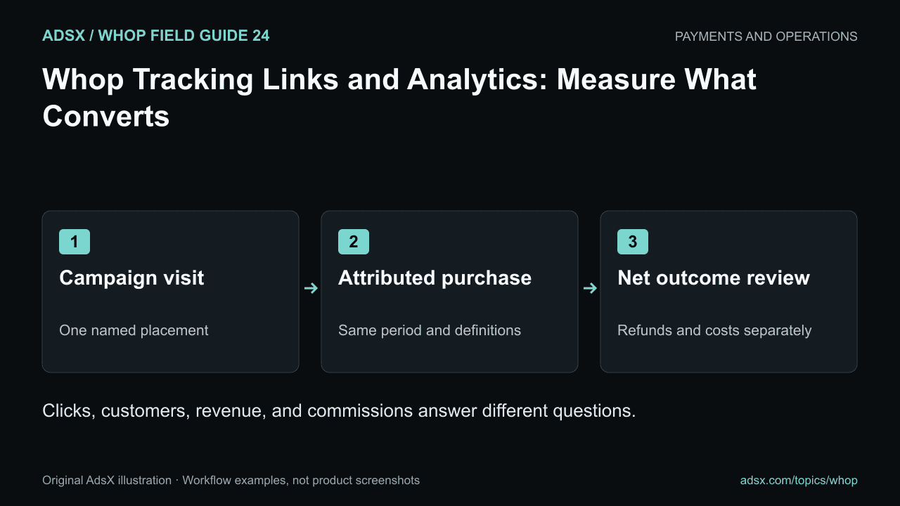 Clicks, customers, revenue, and commissions answer different questions.