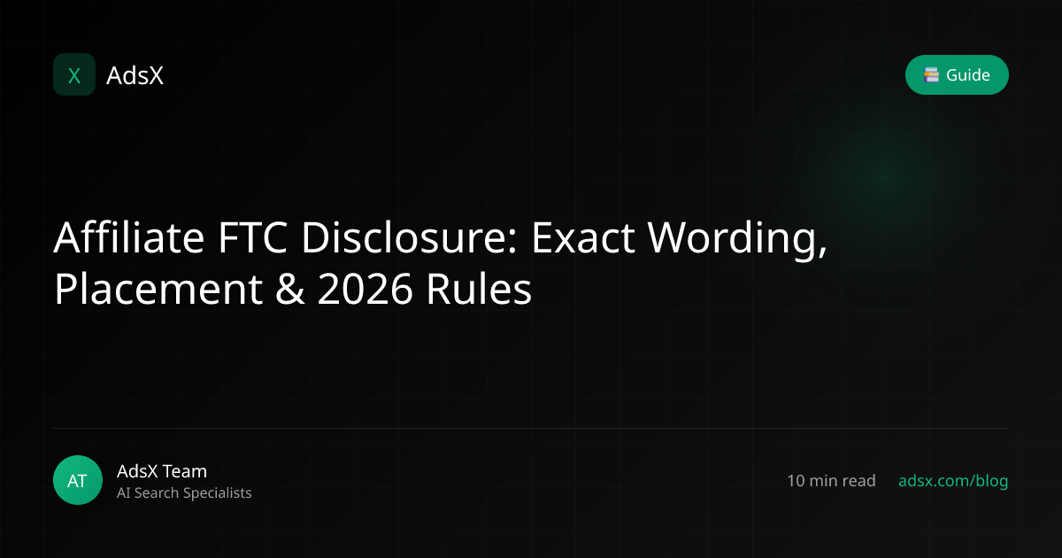 Affiliate FTC Disclosure: Exact Wording, Placement & 2026 Rules | AdsX