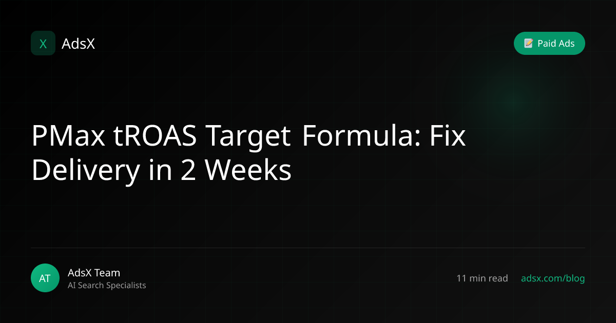 PMax tROAS Target Formula: Fix Delivery in 2 Weeks | AdsX