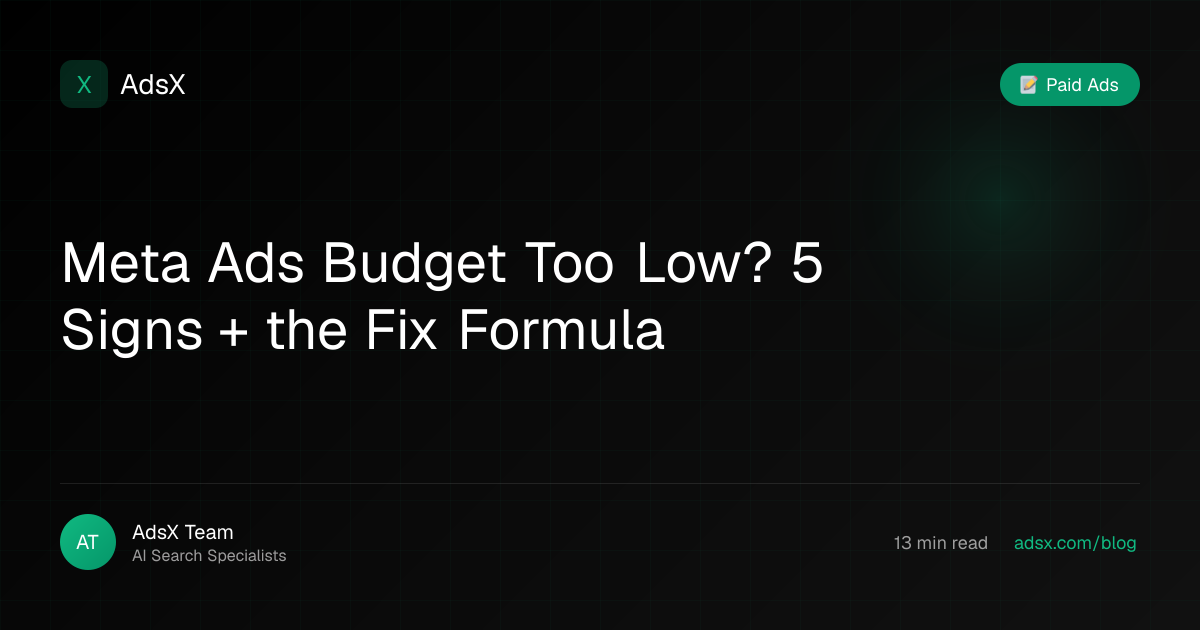 Meta Ads Budget Too Low? 5 Signs + the Fix Formula | AdsX